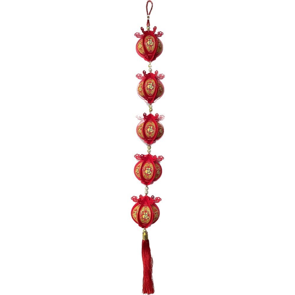 CNY-Small-Red-Lantern.jpg Chinese New Year Decoration - 5 Red Lanterns 90cm (2pcs in pack) - Image 1