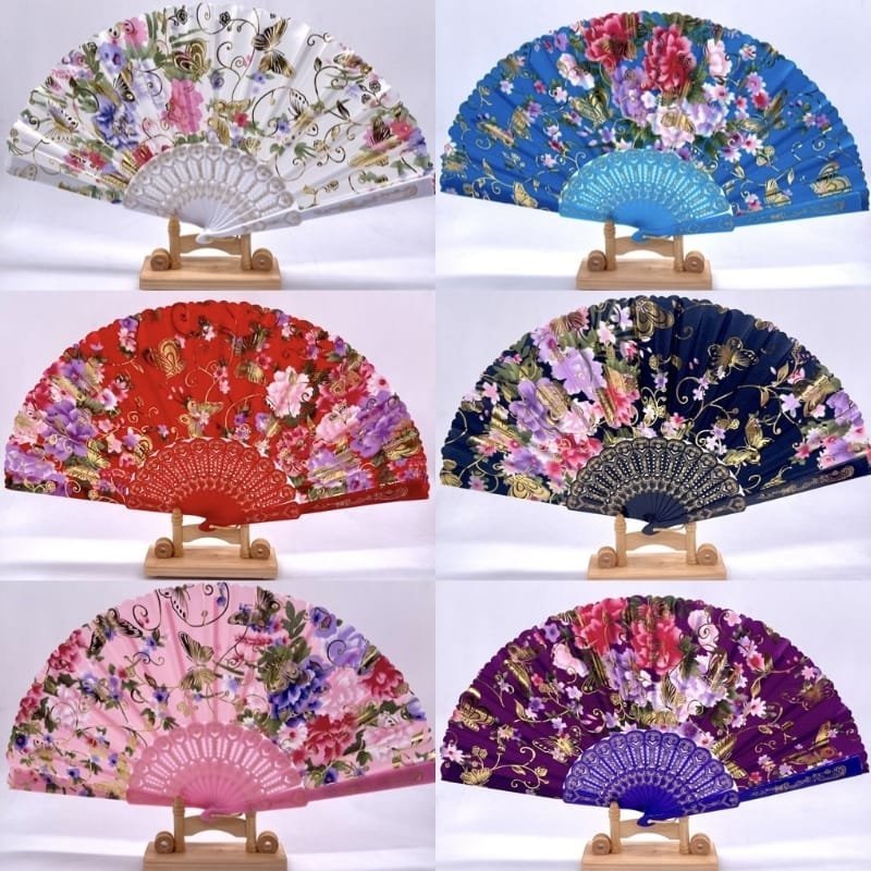 Fan-Golden-Butterfly.jpg Fan Golden Butterfly with Flower Crafted (12pcs in pack) - Image 1