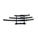 Samurai Sword 3 in 1 Set Black Sliver with Raindrops on Scabbard