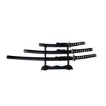 Samurai Sword 3 in 1 Set Black Sliver with Raindrops on Scabbard