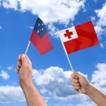 Tonga / Samoa Handheld Waving Flag 42x30cm  (12pcs)